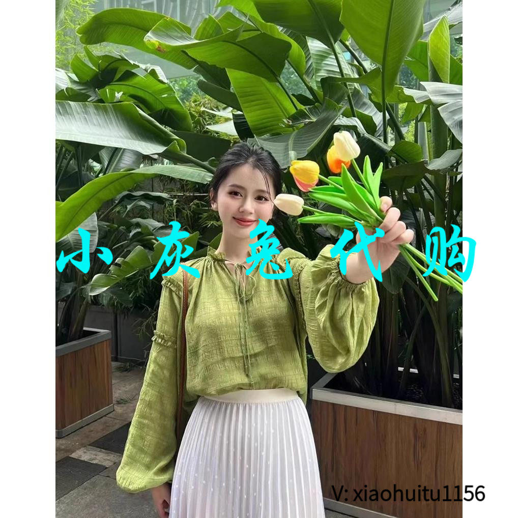 小灰兔专柜正品代购2026新款立领灯笼袖衬衫1300940-2A41759-001