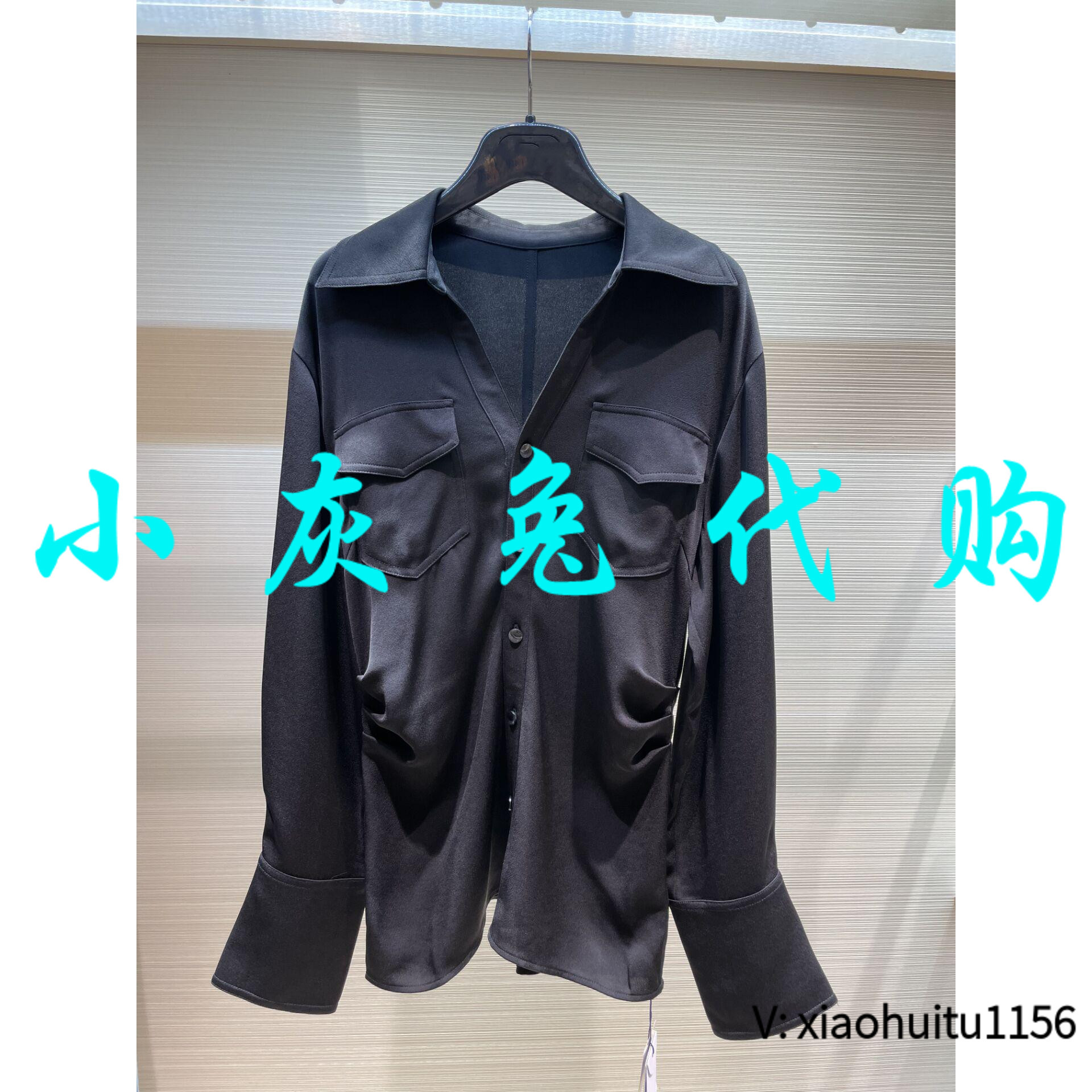 小灰兔正品代购黑色不规则衬衫
