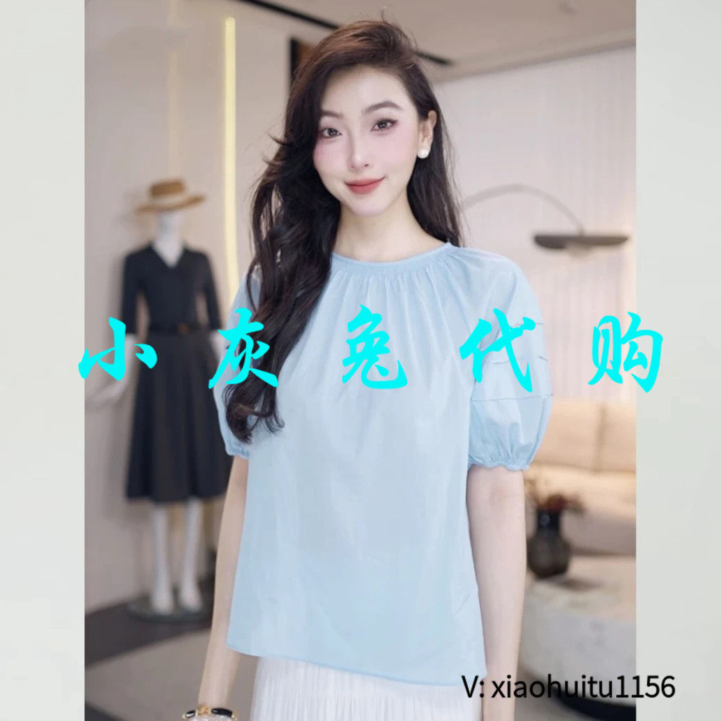 小灰兔专柜正品代购泡泡袖衬衫套头女装短袖圆领130143-1026156