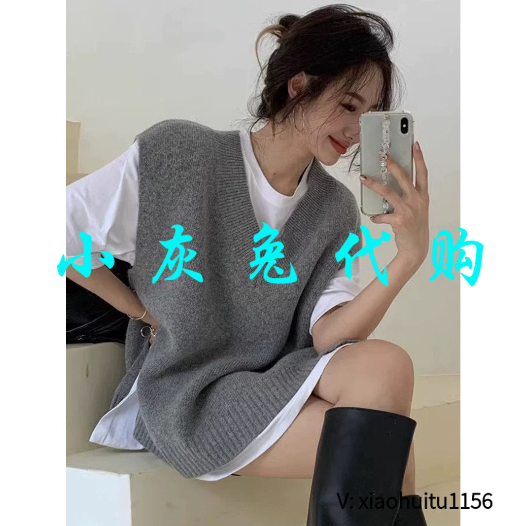 小灰兔专柜正品代购2026秋装 V领羊绒背心韩国宽松针织马1394365