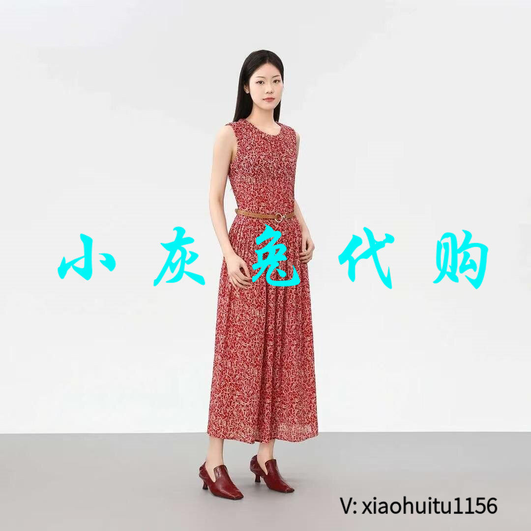 小灰兔专柜正品代购 浪漫碎花无袖显瘦长版连衣裙150063-2A90635
