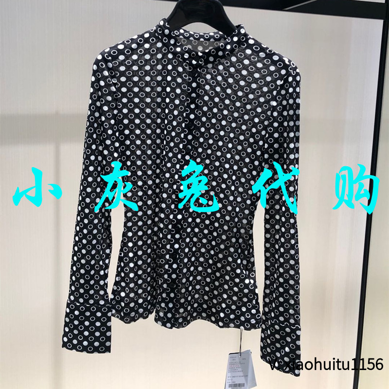 小灰兔代购波点网纱透视衬衫