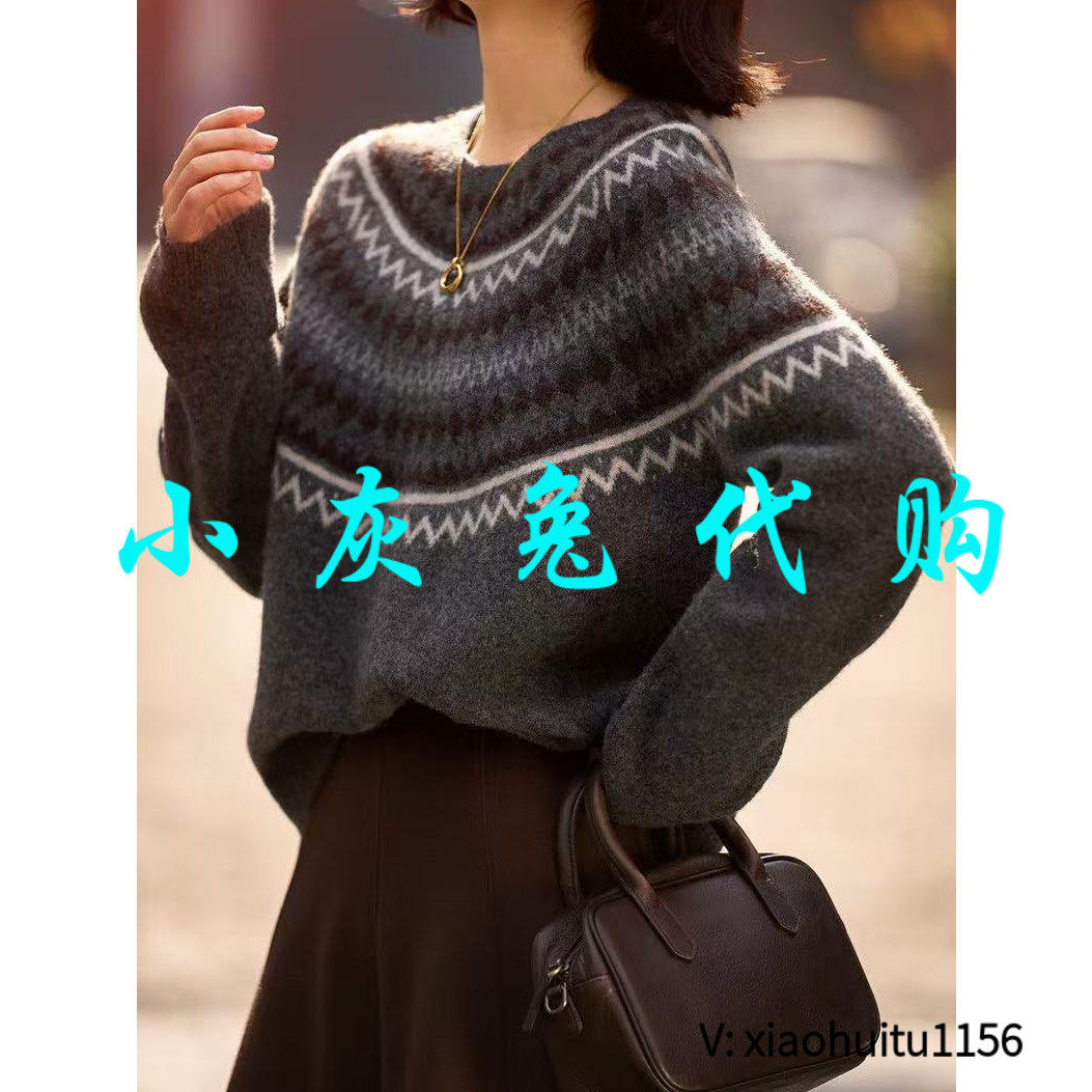 小灰兔专柜正品代购2026秋冬新款提花宽松毛衣 5400277