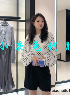 小灰兔专柜正品代购2025夏装波点泡泡袖衬衫5301128-1S20761-001