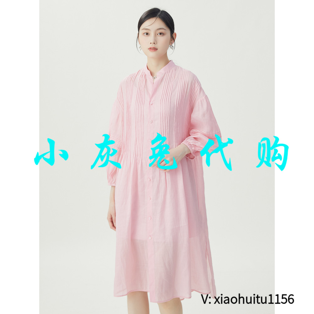 小灰兔专柜正品代购舒适甜心氛围感亚麻廓形洋装连衣裙5500536