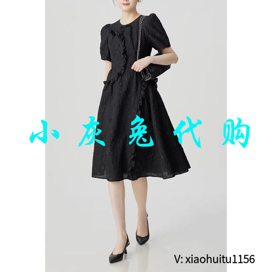 小灰兔正品代购黑色短袖连衣裙