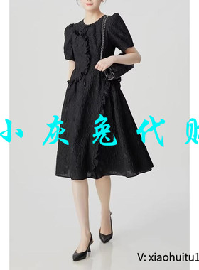 小灰兔专柜正品代购2025夏装黑色短袖连衣裙5500479-2A37611-001