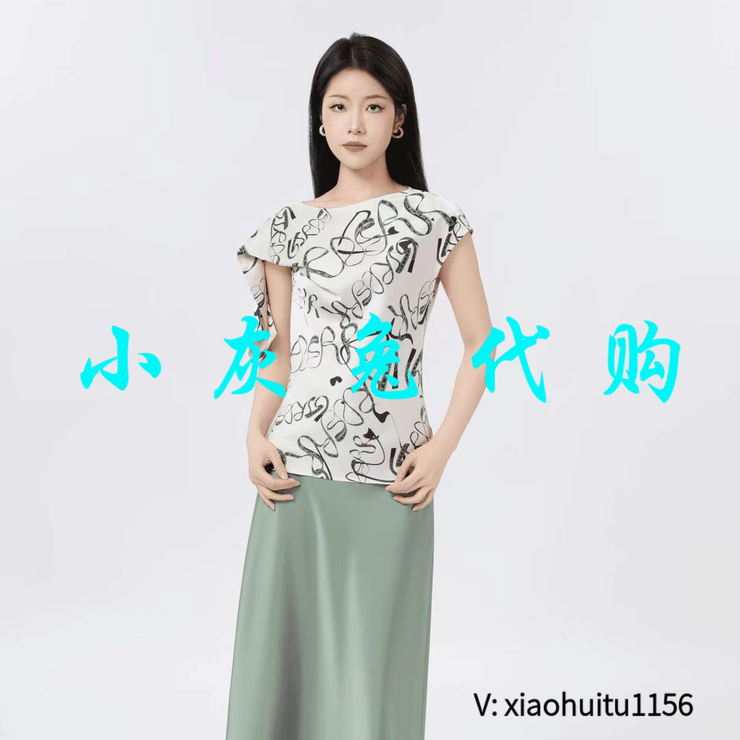 小灰兔专柜正品代购2025夏季不规则老钱风短袖T恤130013-2A69483
