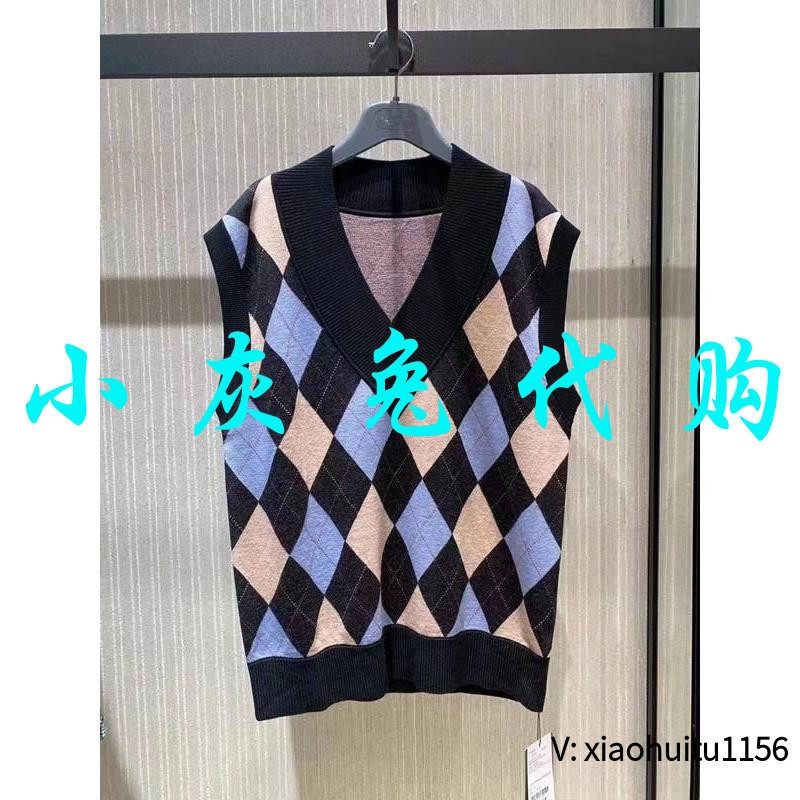 菱格马甲针织衫小灰兔代购