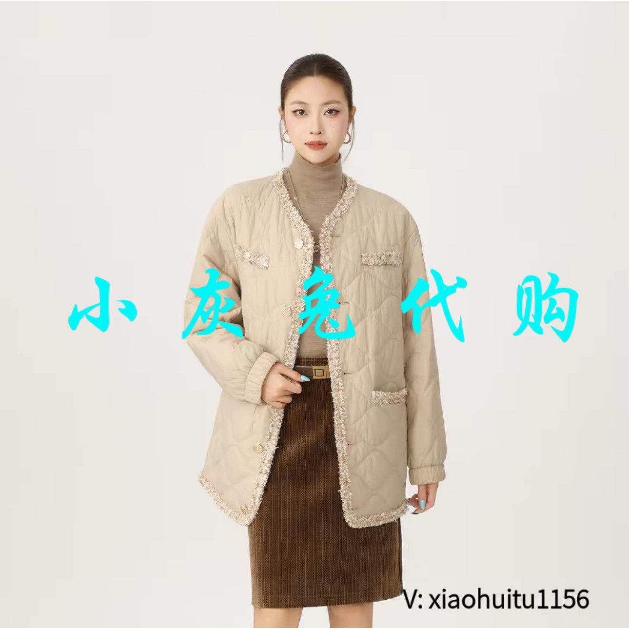 小灰兔专柜正品代购2026秋冬新款花呢小香风新雪丽棉服外套540040