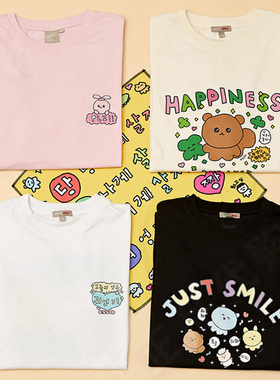 现货正品韩国SPAO gosimperson联名 可爱兔子小熊四叶草短袖T恤TE