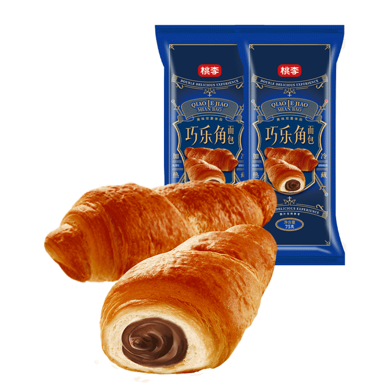 桃李巧乐角面包早餐速食整箱巧克力味面包手撕面包营养夹芯牛角包