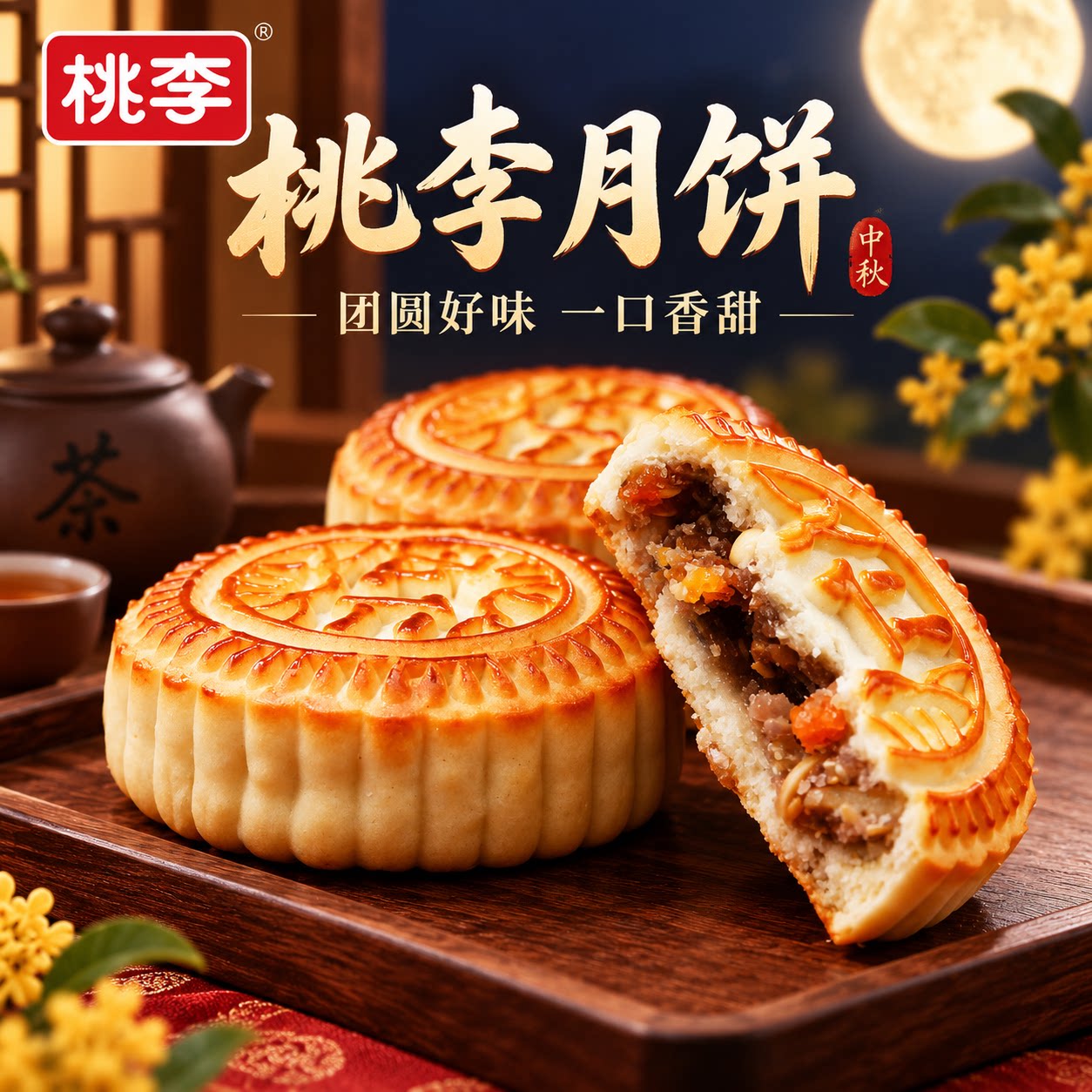 桃李花间月礼月饼礼盒