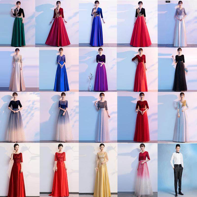 大合唱团演出服女长裙学生诗歌朗诵年会红歌比赛主持人晚礼服出租