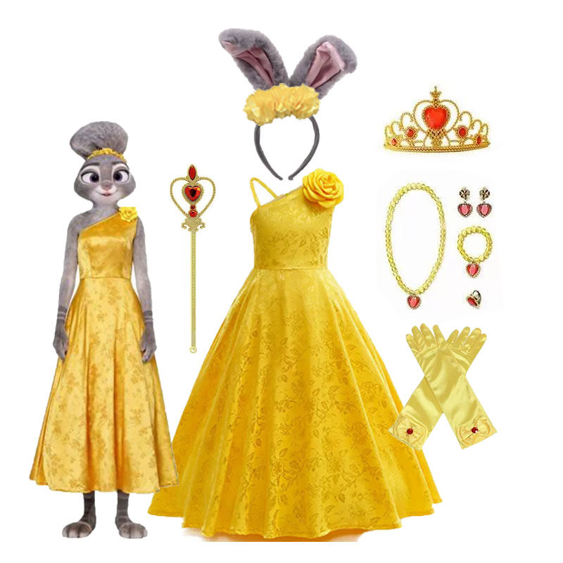 疯狂动物城2朱迪兔子警官cos服装黄色礼服连衣裙女童迪士尼公主裙