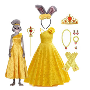 疯狂动物城2朱迪兔子警官cos服装黄色礼服连衣裙女童迪士尼公主裙