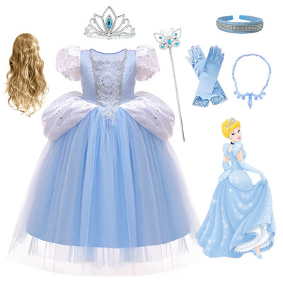 女童灰姑娘蓬蓬裙cos礼服公主裙