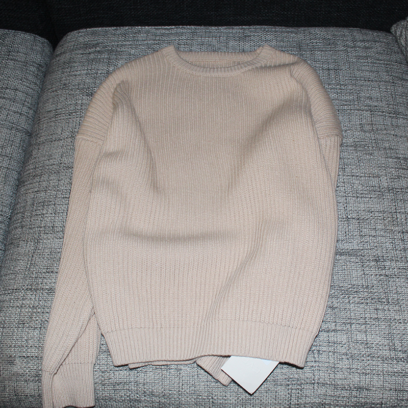 外穿慵懒风全棉时尚圆领毛线衣