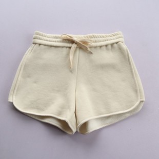 小个子舒适透气薄绒居家外穿裤 运动风系带短裤 女宽松休闲热裤