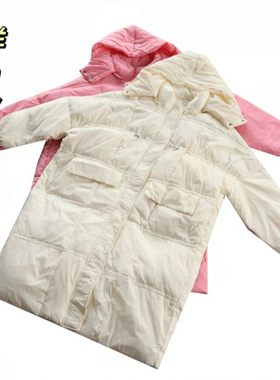 冬新女纯拆卸帽轻薄中长款羽绒服