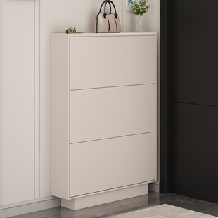 奶油风实木现代简约翻斗鞋 柜15cm超薄家用门口入户门厅柜极窄17cm