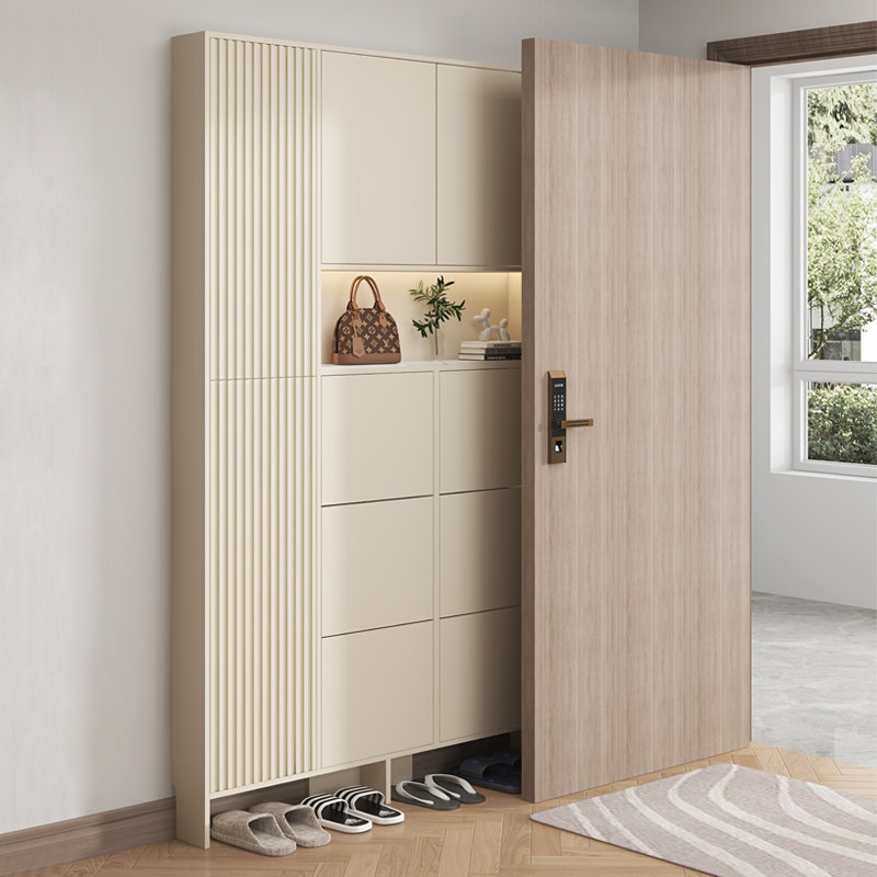 奶油风超薄款家用门口入户玄关柜一体定制翻斗极窄高鞋柜2025爆款,住宅家具,鞋柜,淘宝优惠券,粉丝福利购,淘宝优惠卷