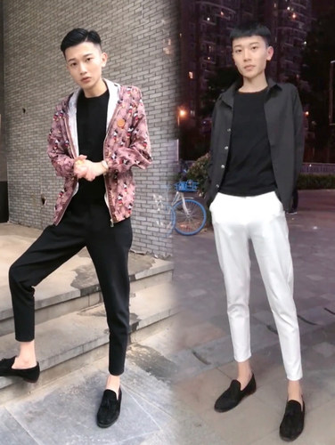 网红韩版潮流社会人紧身小脚西裤