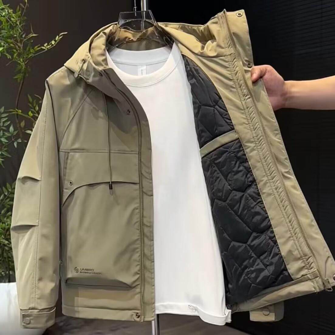秋冬潮牌工装连帽冲锋衣棉服男时尚户外宽松百搭防风保暖夹克外套
