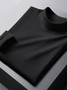 打底衫 半高领德绒卫衣男冬季 潮牌加厚保暖内搭长袖 双面绒男装 修身