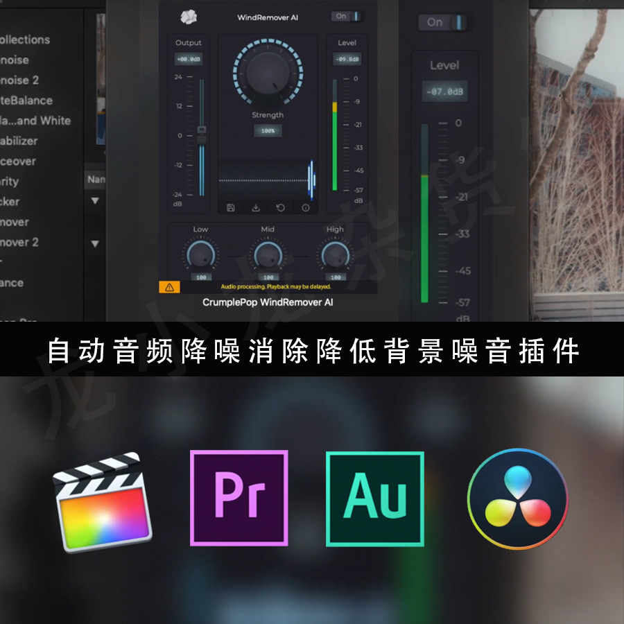 FCPX/PR/Audition/达芬奇/Logic/插件-音频降噪噪音+消除回声混响