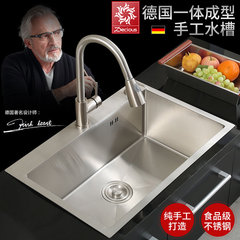 迪赛斯304不锈钢水槽单槽家用厨房手工洗菜盆加厚大号台下洗碗池