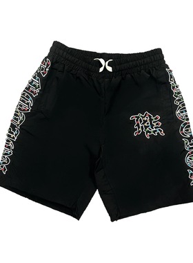 MIXED EMOTION字母钉钻美潮高街梭织短裤休闲套装宽松潮牌运动男