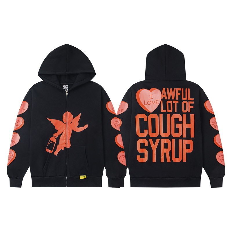 THAT'S A AWFUL LOT OF COUGH SYRUP秋冬宽松加绒开衫连帽卫衣 潮
