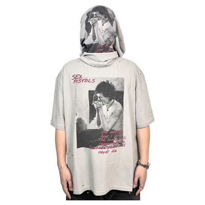 PalyHollywood 26SS致敬SEX PISTOLS乐队主唱堕落朋克短袖体恤潮