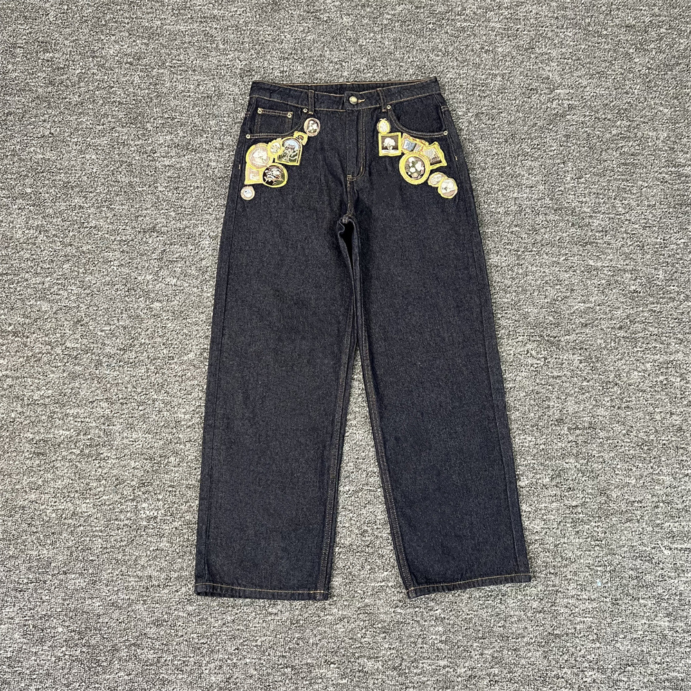 derschutze gallery Denim Jeans高街刺绣潮流休闲时尚直筒牛仔裤