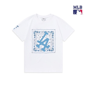 MLB男女情侣印花腰果花大logo运动T恤休闲短袖24夏季新款纯棉上衣
