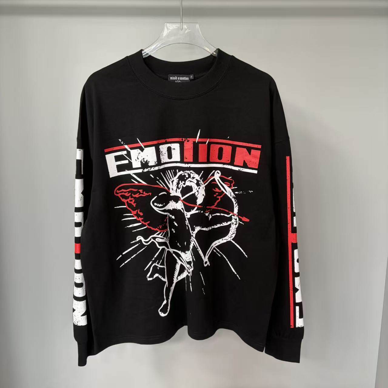 MIXED EMOTION美潮街头射箭丘比特印花长袖T恤男女休闲百搭打底衫