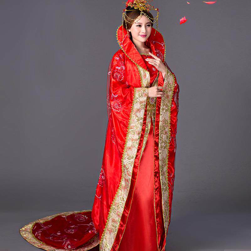 高档唐朝皇后古装女拖尾宫廷贵妃武则天汉服舞台影视公主裙服装演