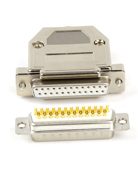 DB25镀金插头 公头母头25针串口并口连接器 25PIN实心车针镀烙壳