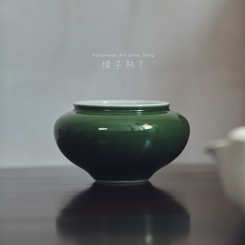 橘子熟了 郎窑绿建水 中式复古茶道具茶洗茶海 青绿若迷/一眼入梦
