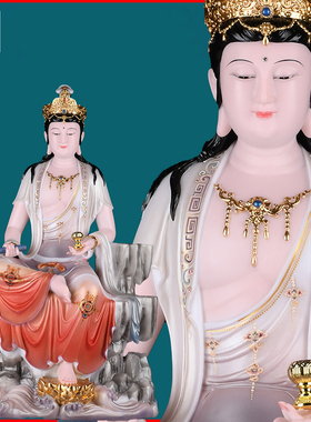 自在观音菩萨水月坐山装饰摆件