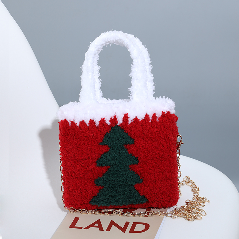 圣诞树手工编织包包粗毛线网格手缝包包diy材料包自制作圣诞礼物