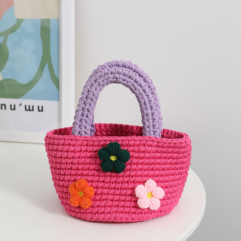 可爱花朵手提女童包diy手工编织包包钩针编织材料包自制六一礼物,箱包皮具/热销女包/男包,通用款女包,淘宝优惠券,粉丝福利购,淘宝优惠卷