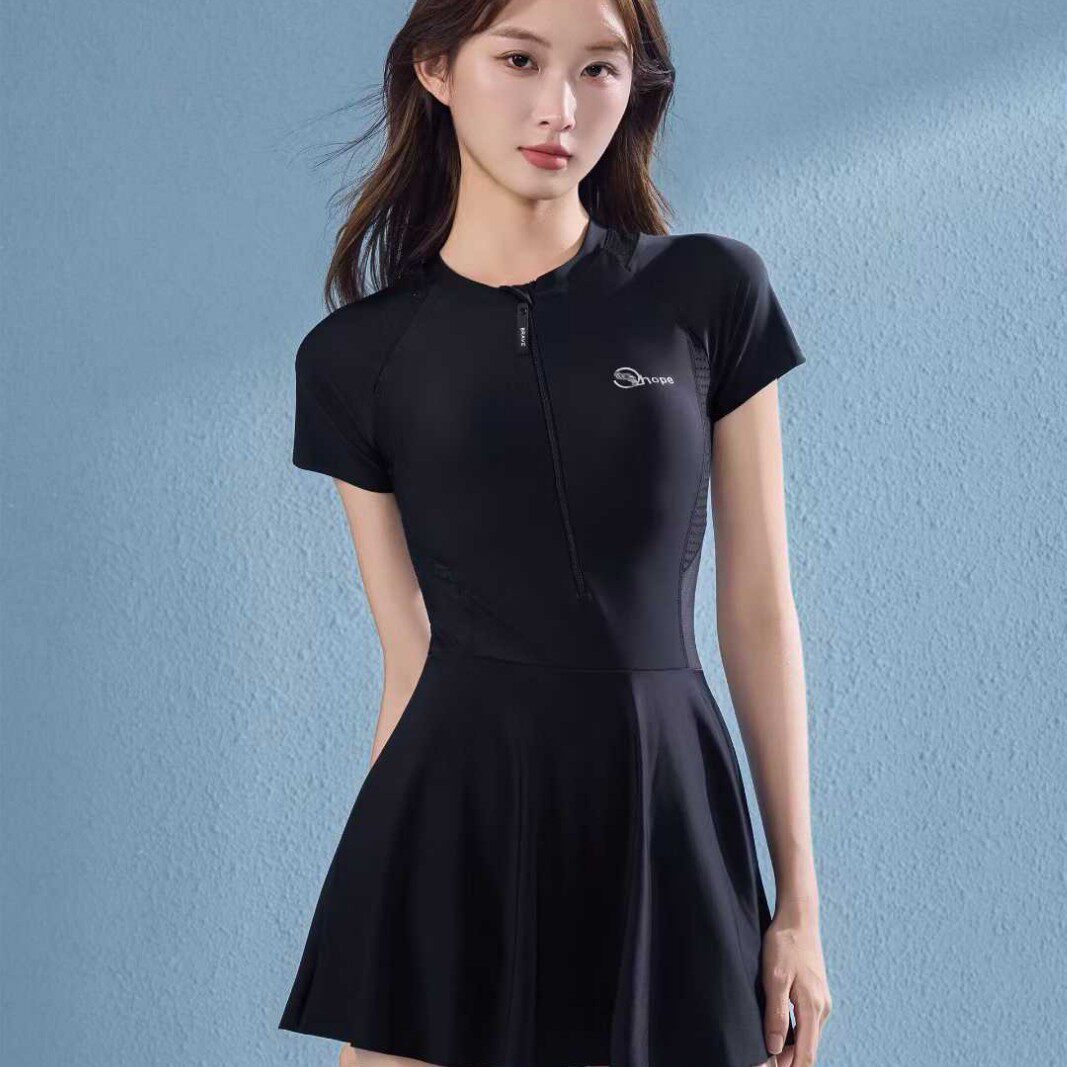 颖熙梦60068成人泳衣女连体裙式运动泳装夏季玩水加大码游泳衣