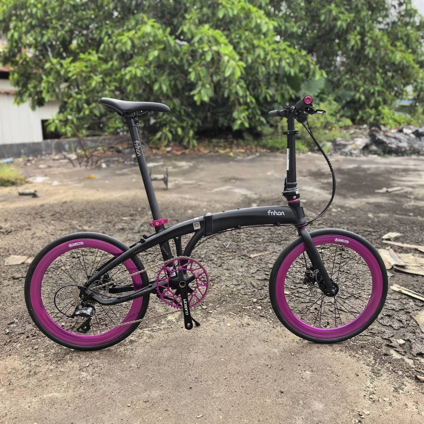 fnhon风行20寸铝合金新款海豚架LDG2018碟刹 折叠自行车内置油碟