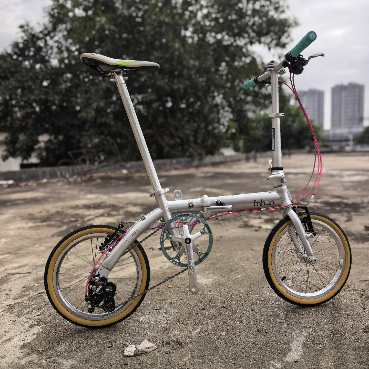 fnhon风行旗舰BYA1401铝合金折叠车412外三速拉丝银天青蓝配件