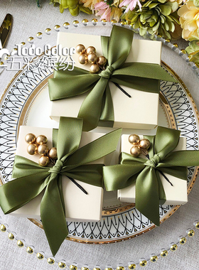 则礼 西式婚礼果实喜糖盒绿色 高端大气结婚糖果礼盒空盒子免折叠