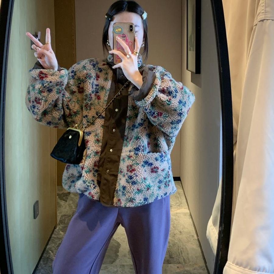 新款正反两穿碎花加厚外套复古