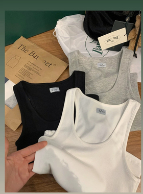 The barn*net一包三件呀呀八奶2025春新款洋气百搭坑条修身U领背