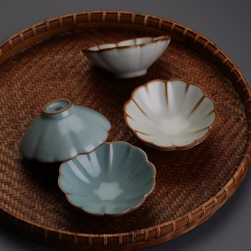 柏韵邱卫国汝窑茶杯陶瓷品茗杯主人杯单杯汝瓷开片可养家用复古风